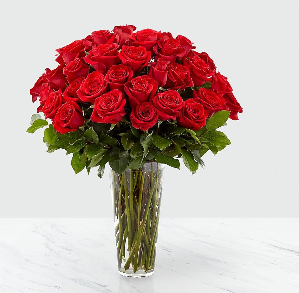 48 Long Stem Roses With Vase