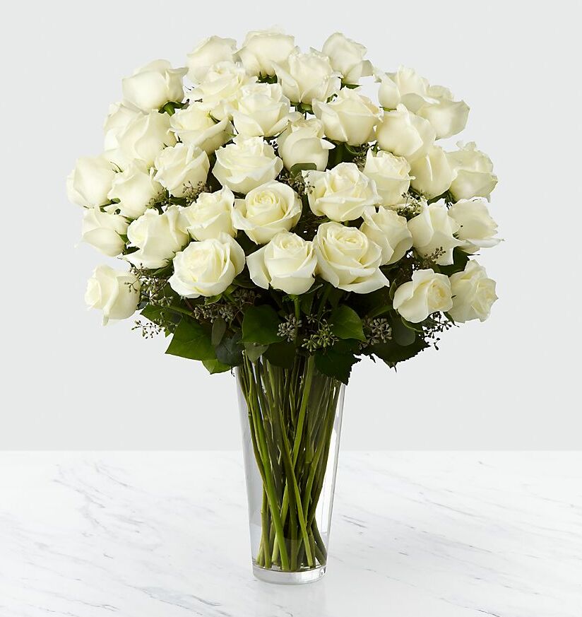 48 Long Stem Roses With Vase